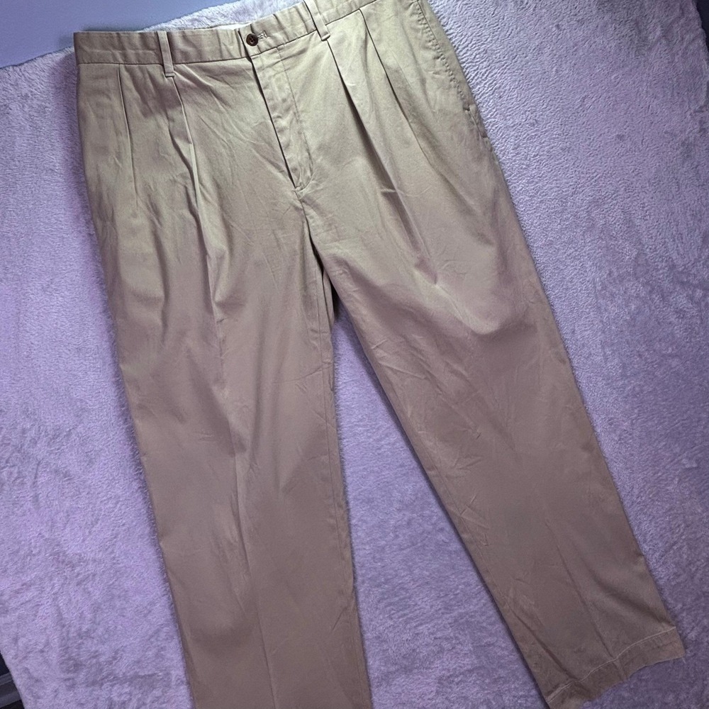 Polo Golf Ralph Lauren Mens Pants Sz 35/32 Khaki Tan Pleated Fairway Fit Stretch